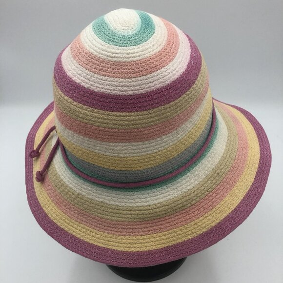 Jaclyn Smith Pastel Stripe Wide Brim Sun Hat | Packable Beach Resort Hat main image 9